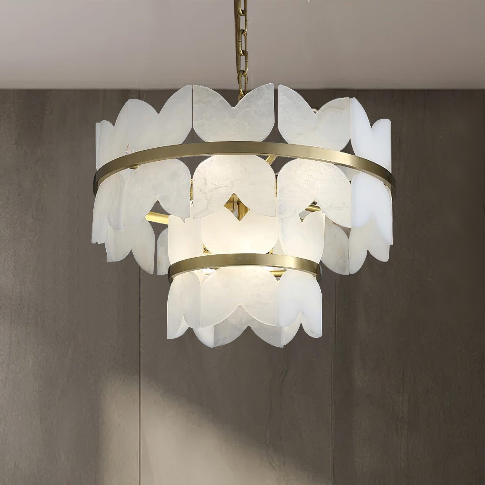 Alabaster Cloudscape Chandelier with 1/2 layer