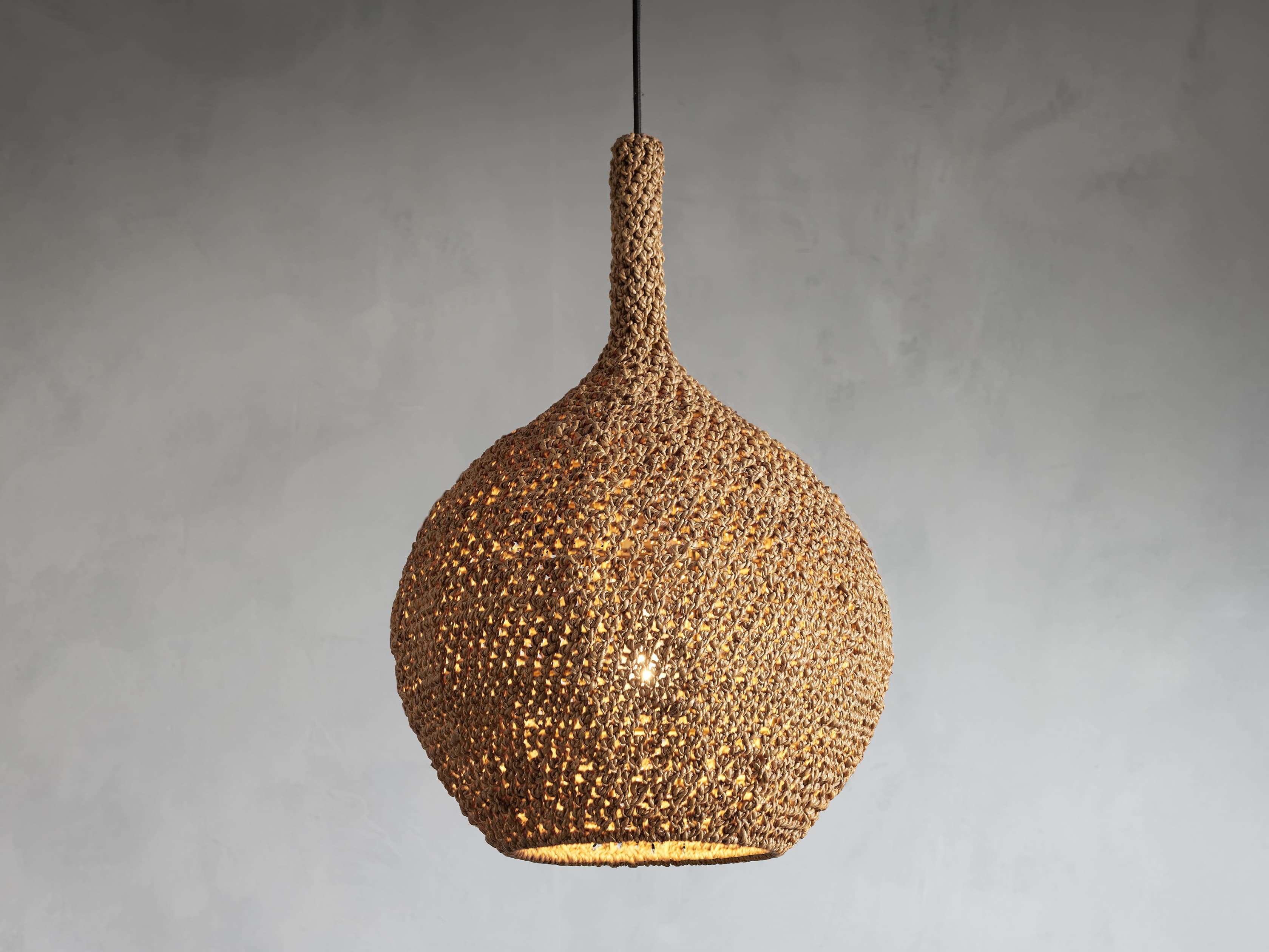 Luster Gaze Verdant Weave Natural Rope Pendant - elegant American entryway with 10-foot ceiling