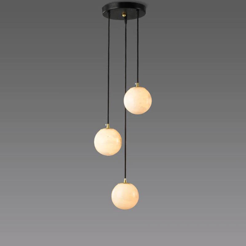 Álvaro Alabaster Global Pendant Chandelier For Staircase, Spiral Global Pendant chandelier Luster Gaze 3 LIGHTS-7.9" D