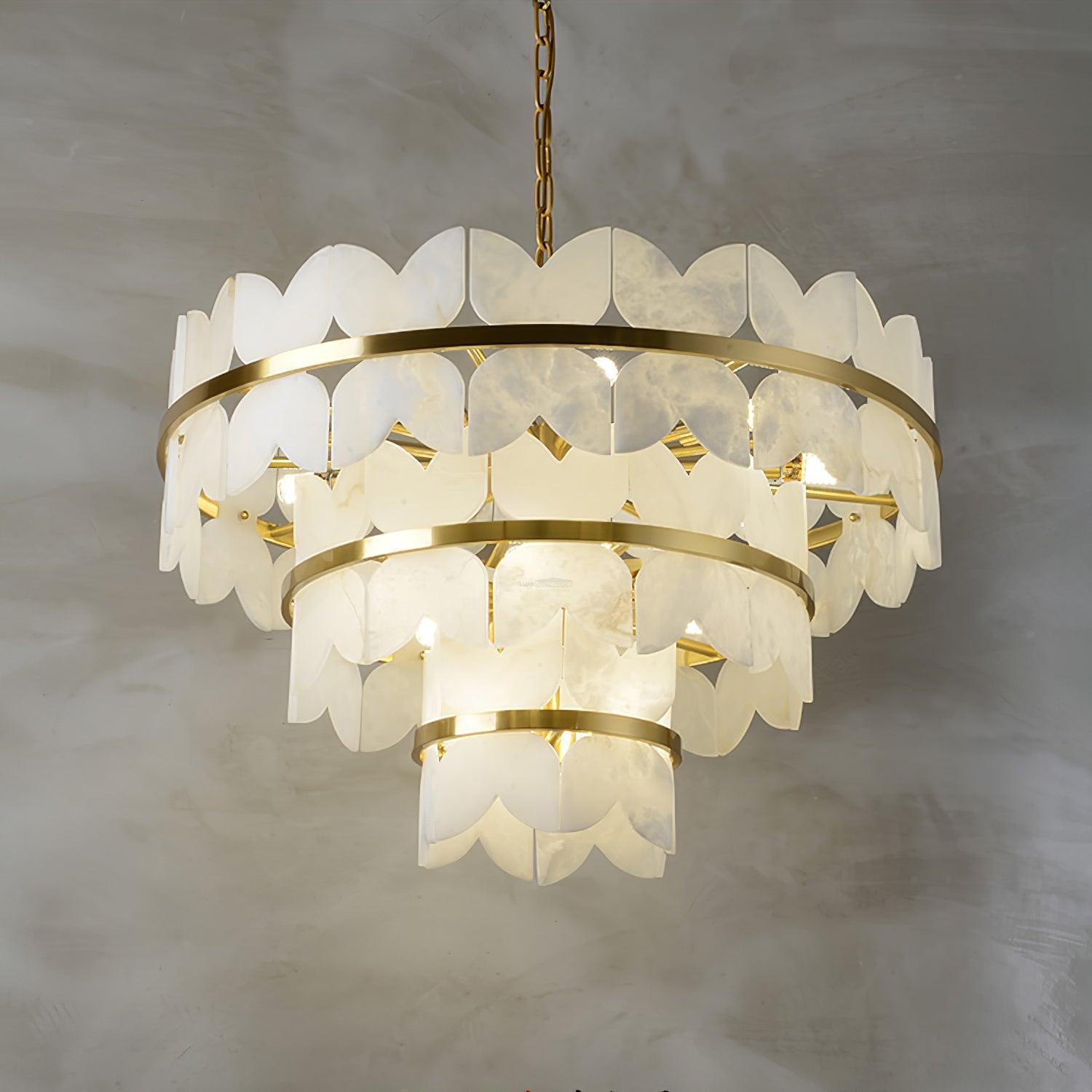 Alabaster Cloudscape Chandelier with 1/2 layer