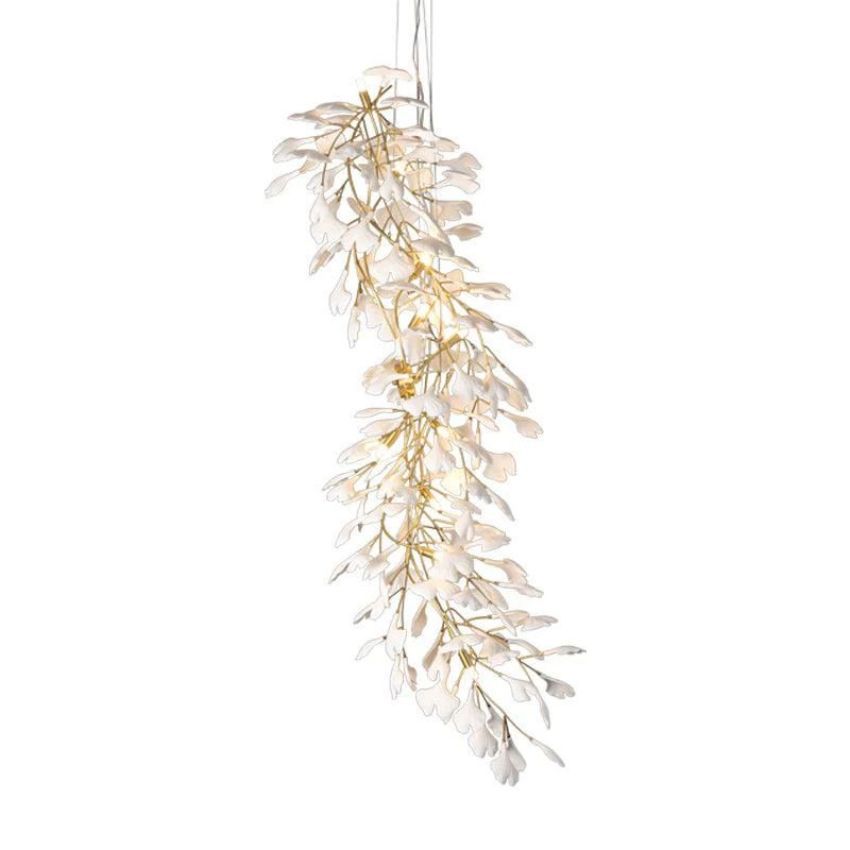 Ceramic Gingko Staircase Branch Chandelier