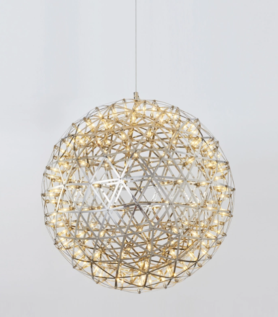 Round Starry Sky Chandelier Light Fire Ball Ceiling Lighting for Living Room/Cottage/High-ceiling