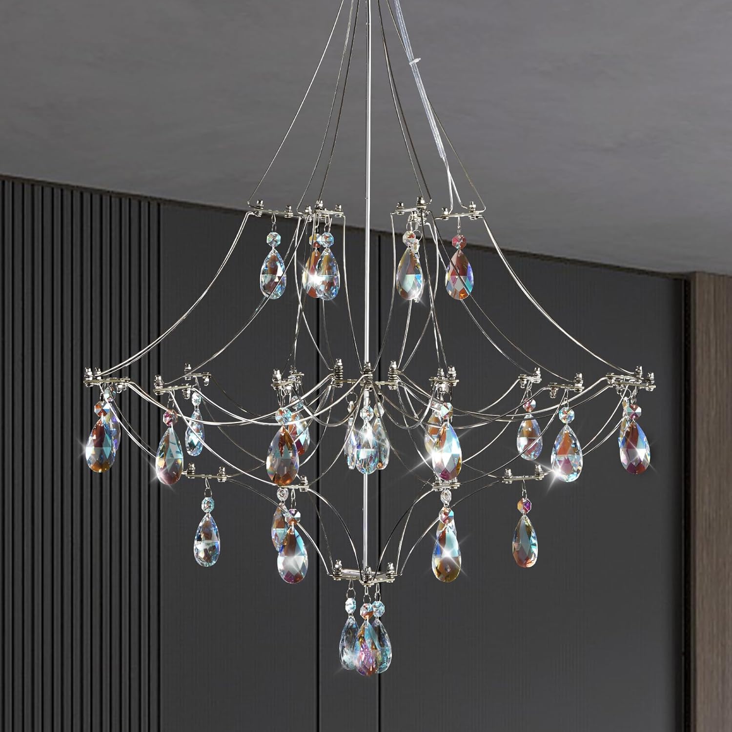 Crystal Chandelier Sliver Ceiling Light Fixture