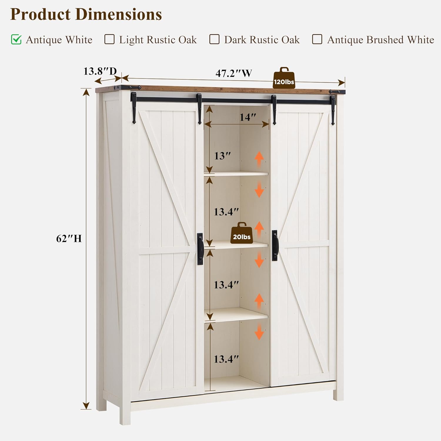 OKD: 7-Tier Antique White Farmhouse Shoe Storage Cabinet Organizer