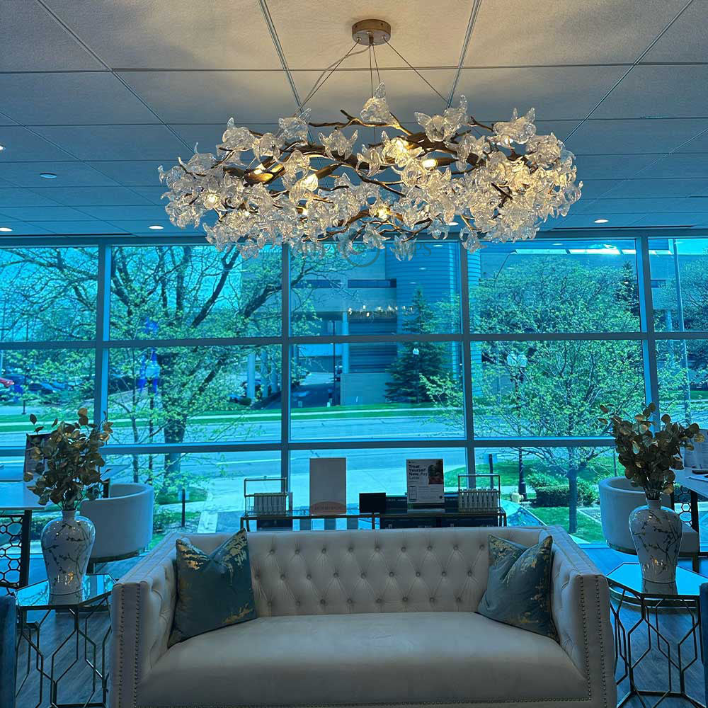 Creative Bionic Resin Leaves Chandelier