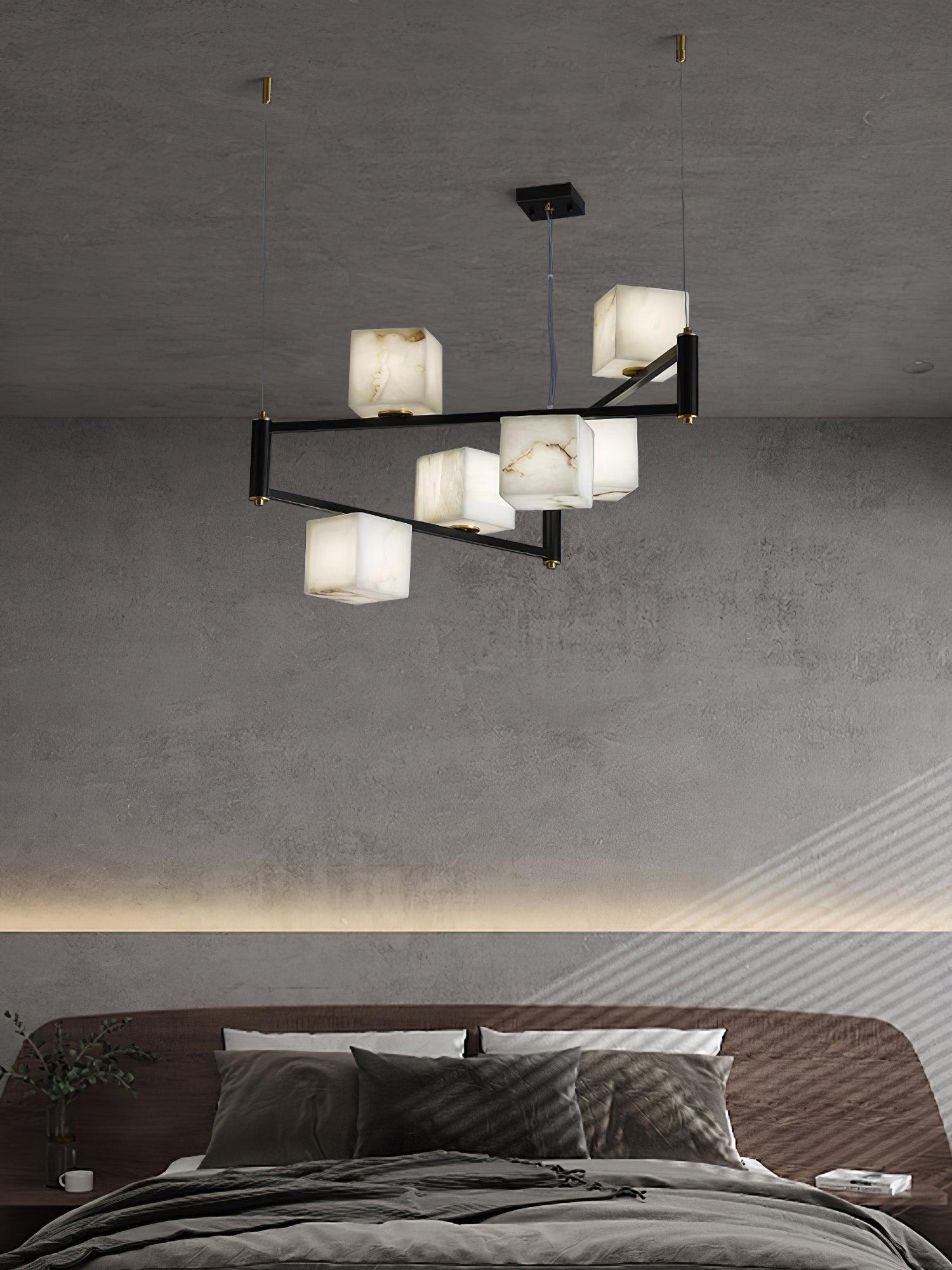 Alabaster Square Box Chandelier with 4/5/6/8/9 heads