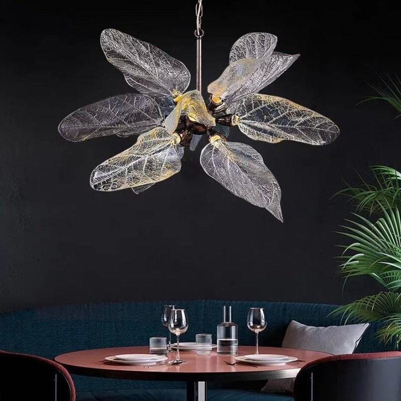 Creative Bionic Resin Leaves Chandelier