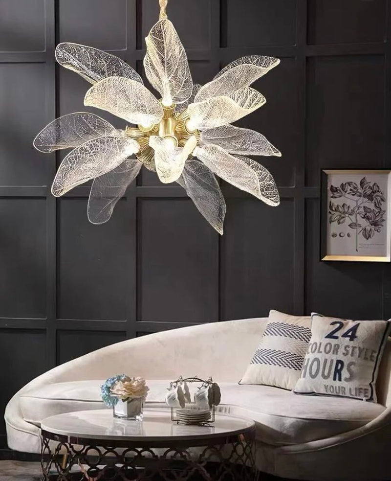 Creative Bionic Resin Leaves Chandelier