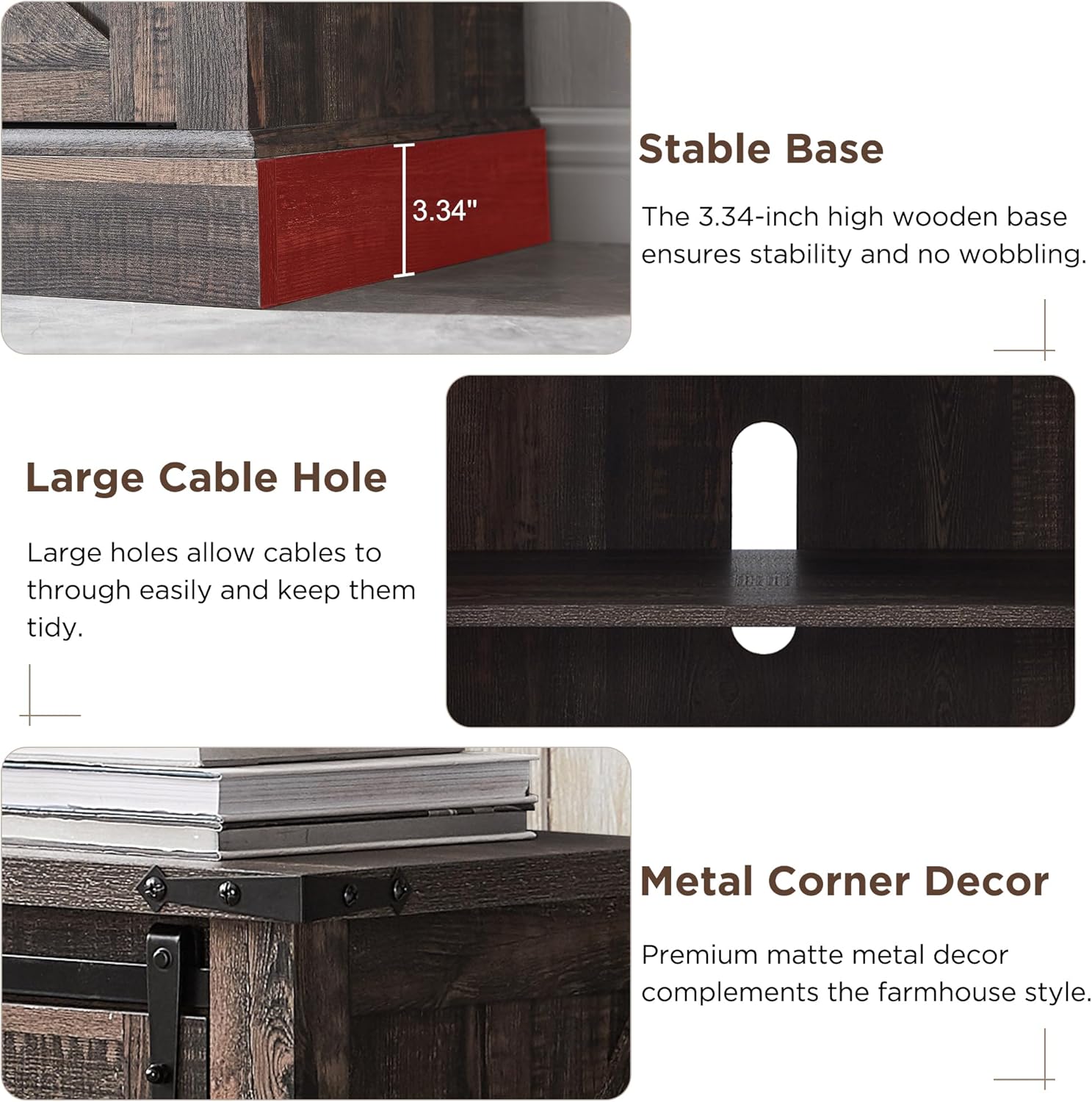 OKD 66 Inch Farmhouse Fireplace TV Stand for 75 Inch TV
