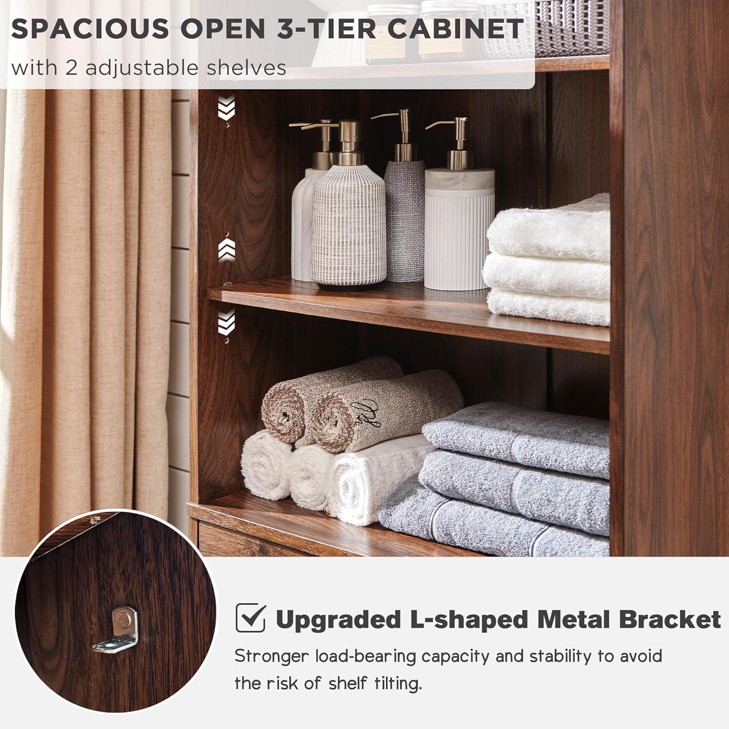 72" Tall Farmhouse Bathroom Storage Cabinet with Adjustable Shelves and Barn Door