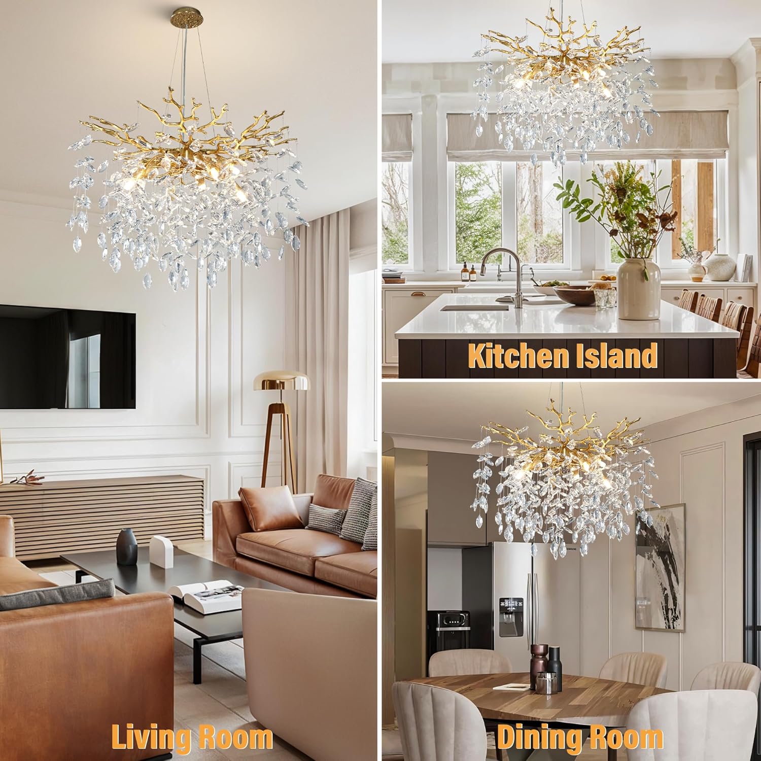 Modern Gold Tree Branch Crystal Chandelier