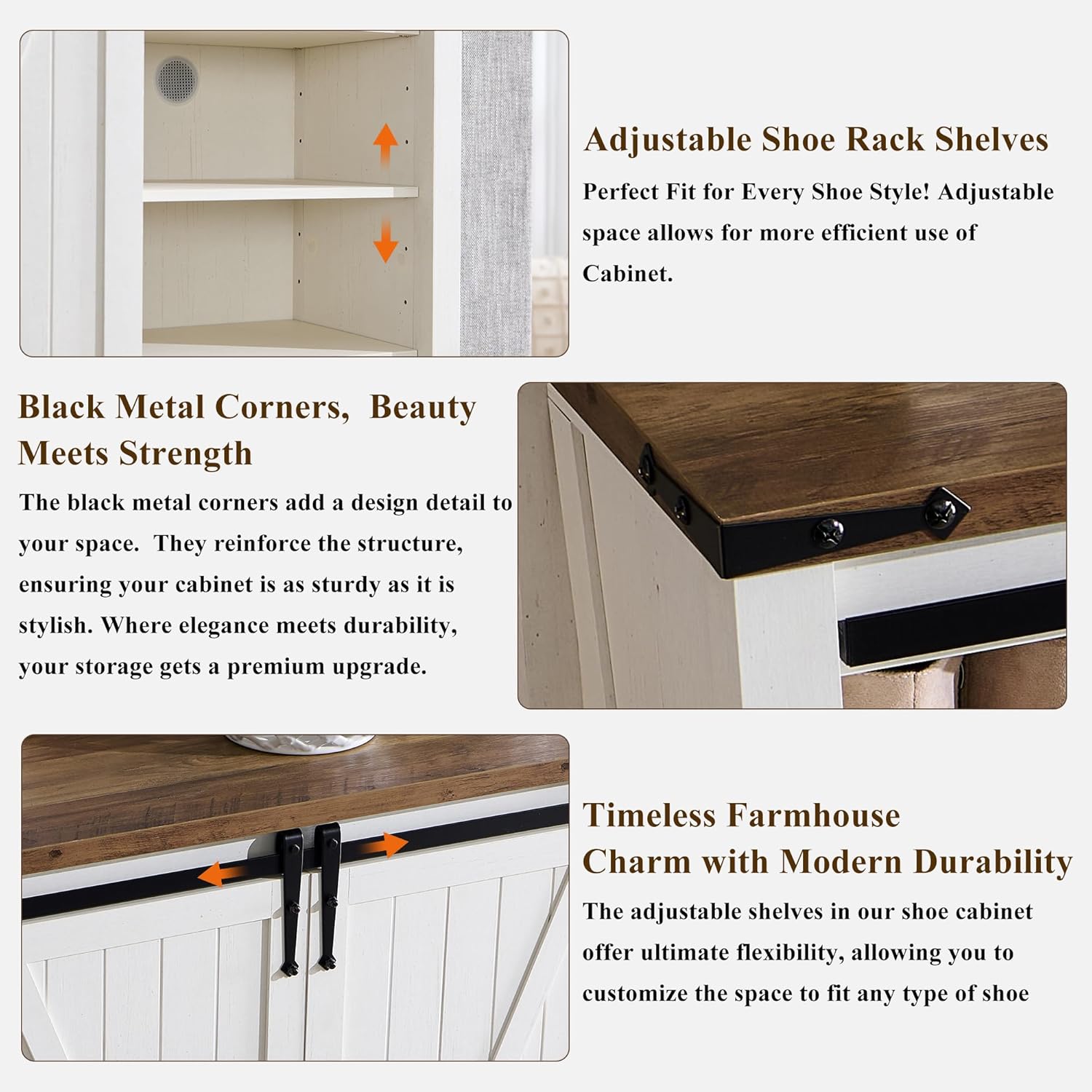 OKD: 7-Tier Antique White Farmhouse Shoe Storage Cabinet Organizer