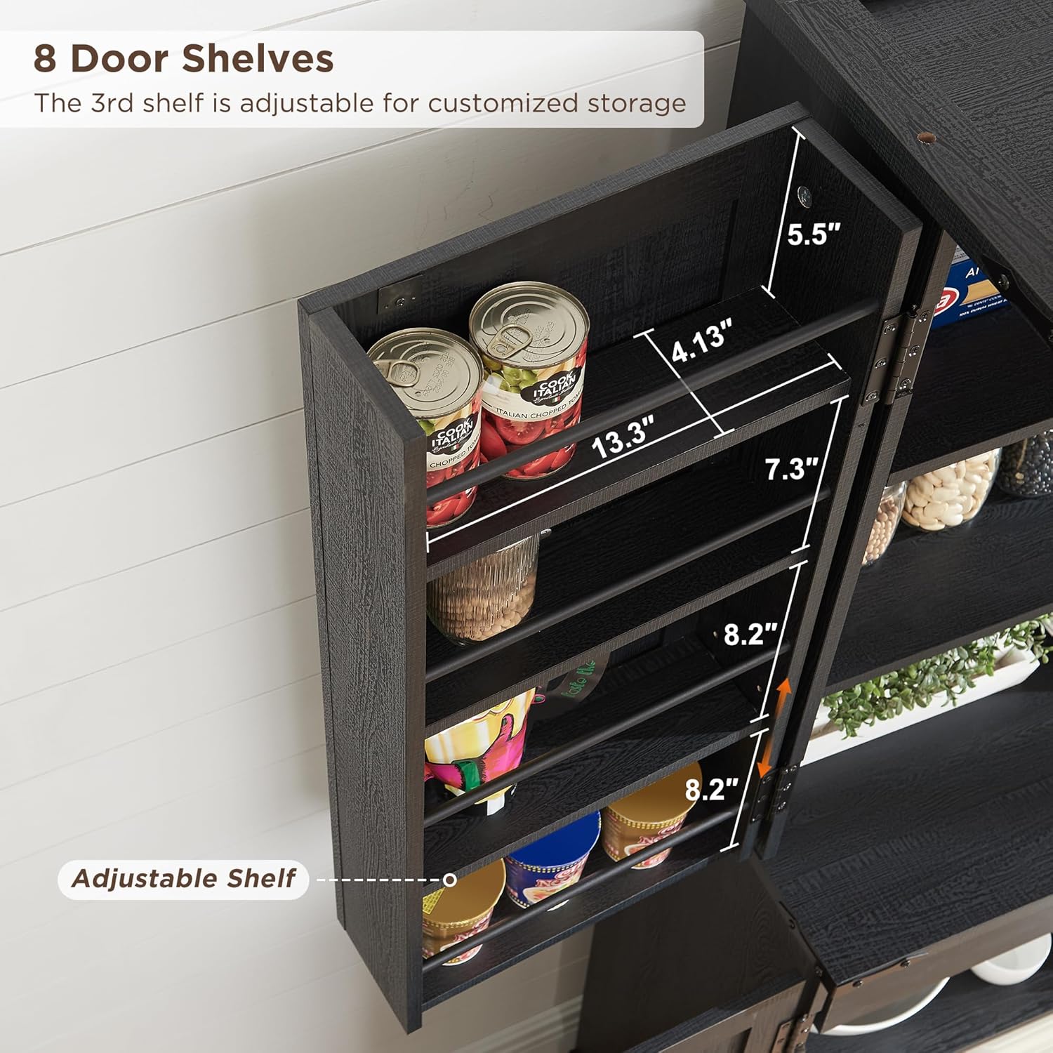 72" Farmhouse Kitchen Pantry Storage Cabinet with Barn Door and Shelves