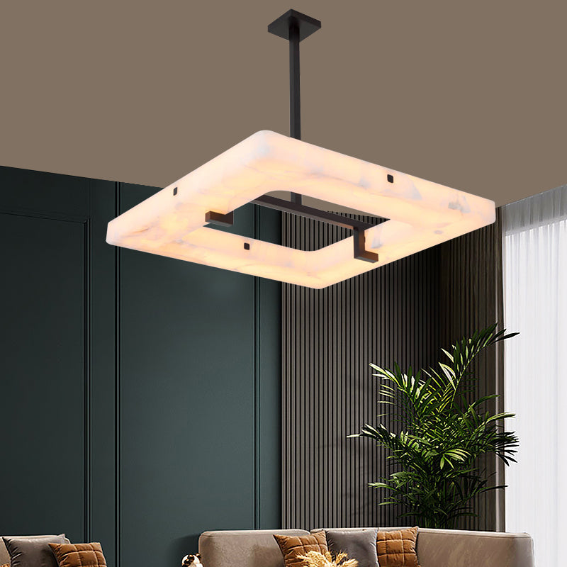 Maxine Modern Square Alabaster Living Room Chandelier Chandelier Luster Gaze