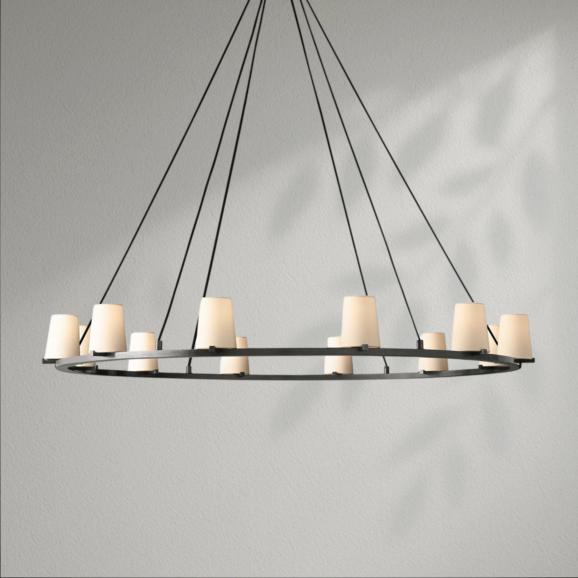 Pauillec Fabric Shade Round Chandelier
