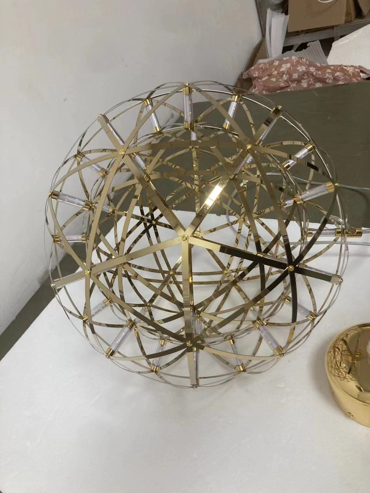 Round Starry Sky Chandelier Light Fire Ball Ceiling Lighting for Living Room/Cottage/High-ceiling