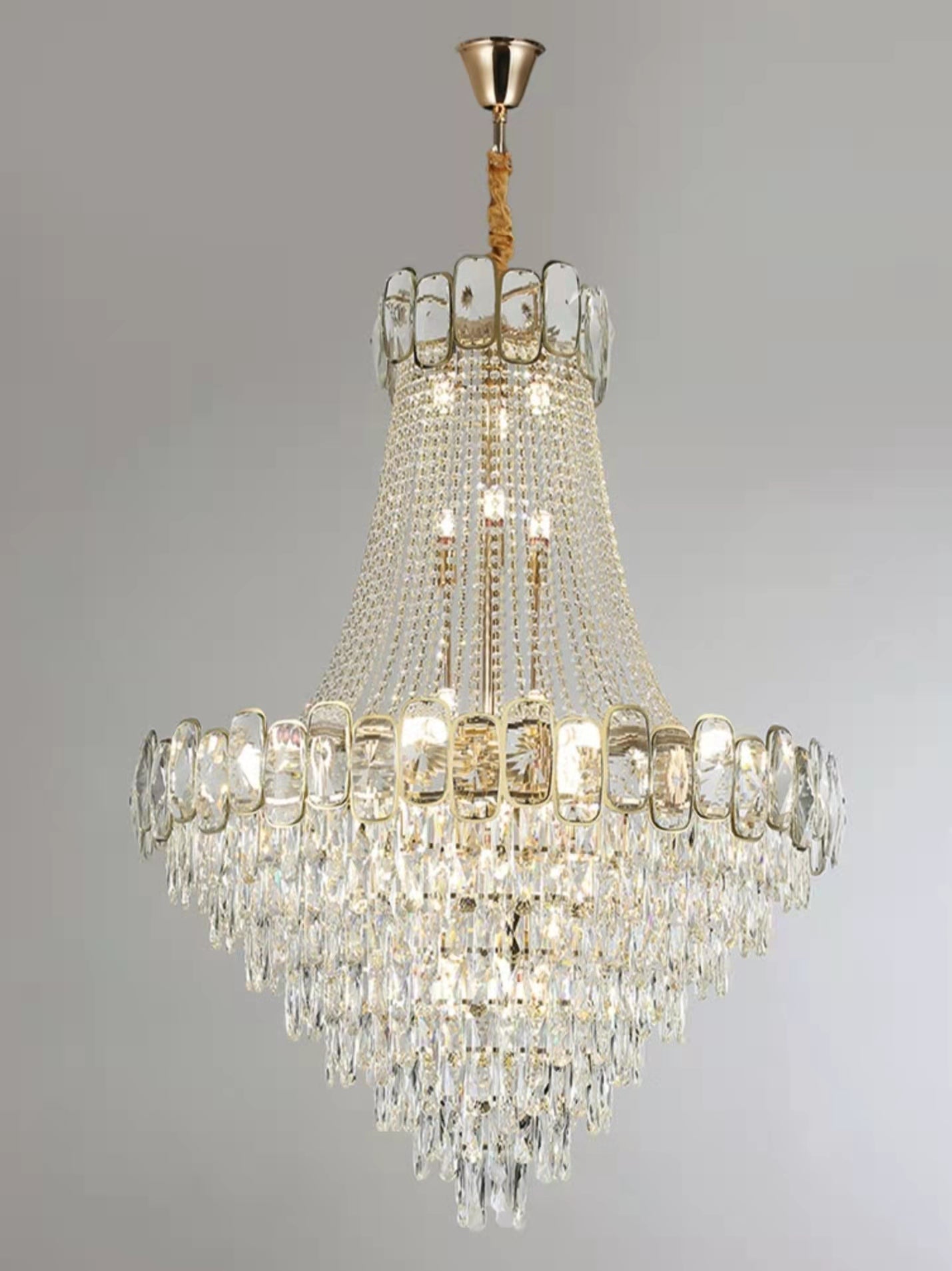 Luster Gaze Grand Lumina K9 Crystal Round Chandelier - Background Shot