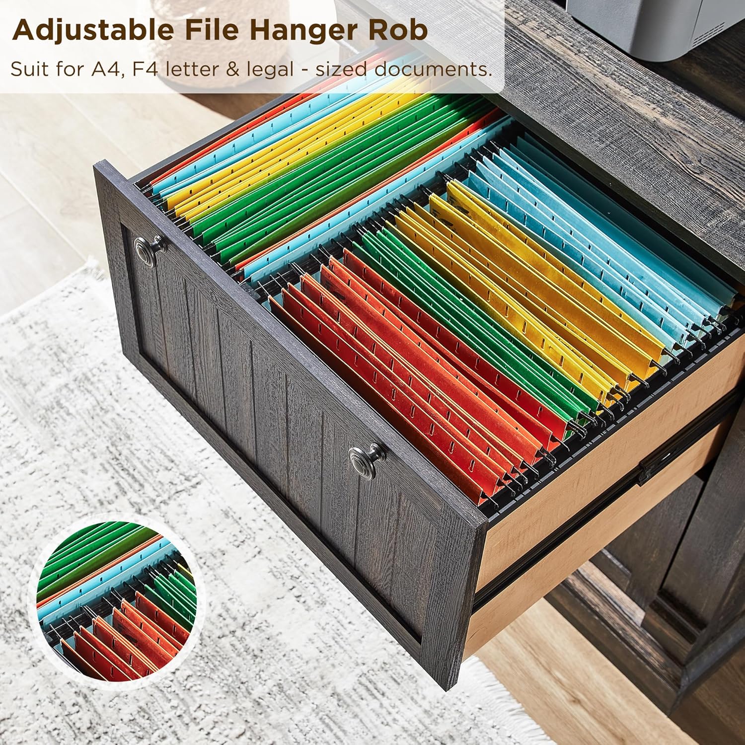 OKD Farmhouse 2-Drawer Lateral Filing Cabinet with Hanging File Folders