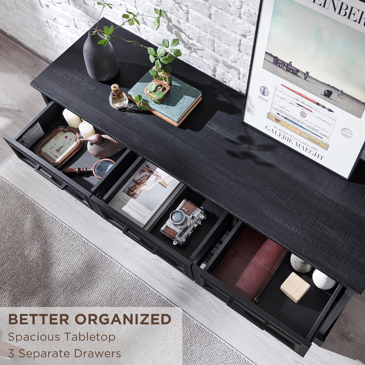 52" Wide Farmhouse 7-Drawer Dresser | Black Chest of Drawers