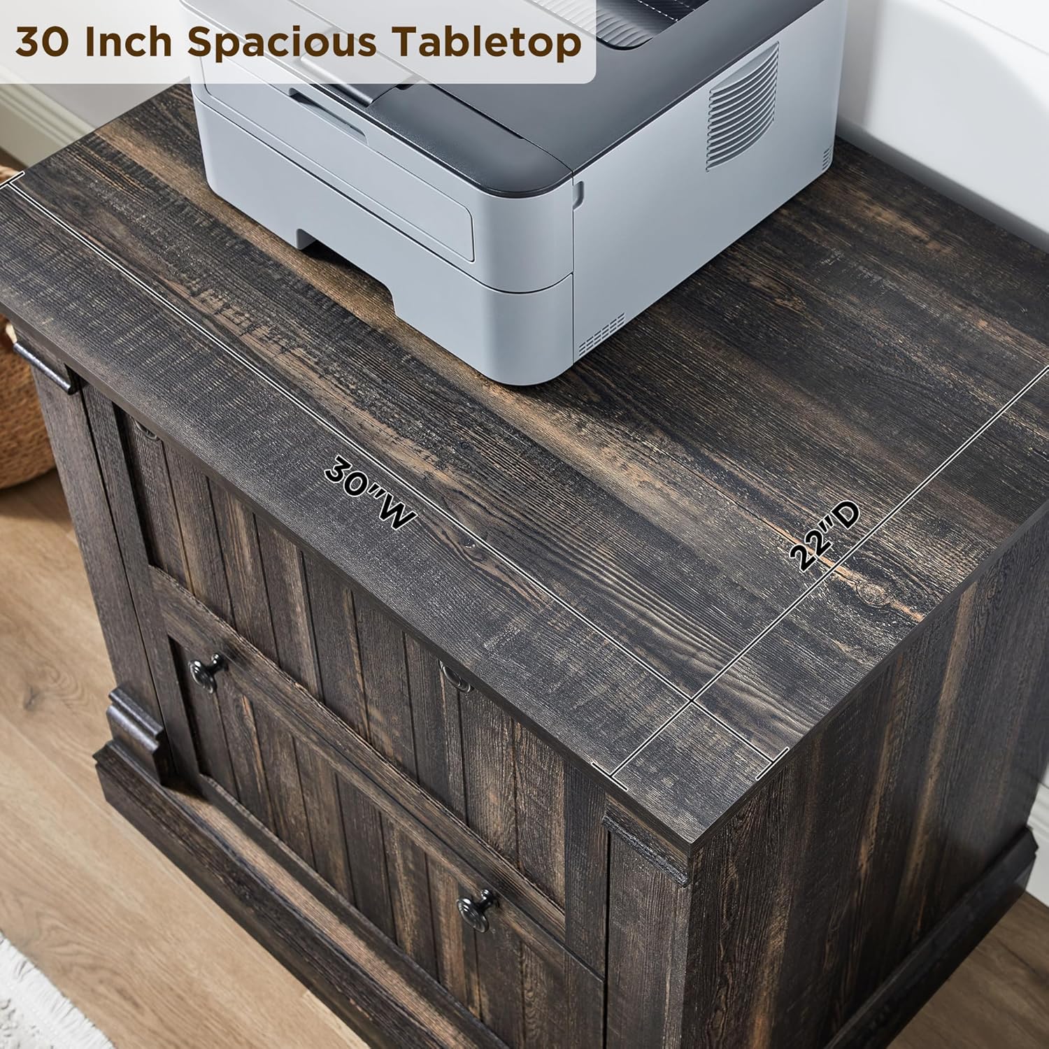 OKD Farmhouse 2-Drawer Lateral Filing Cabinet with Hanging File Folders