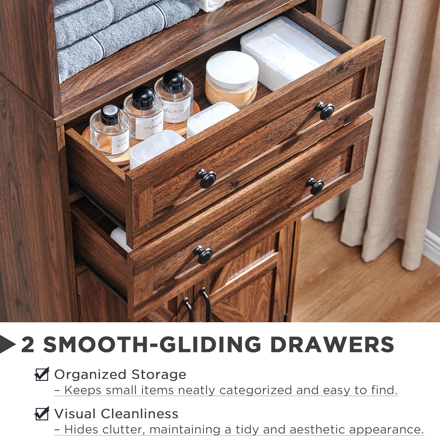 72" Tall Farmhouse Bathroom Storage Cabinet with Adjustable Shelves and Barn Door