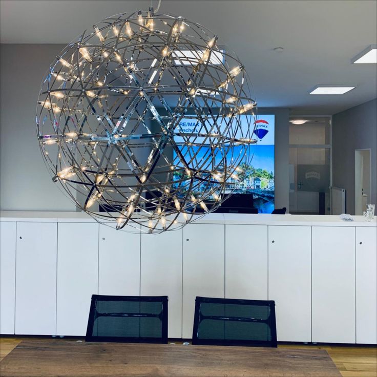 Round Starry Sky Chandelier Light Fire Ball Ceiling Lighting for Living Room/Cottage/High-ceiling