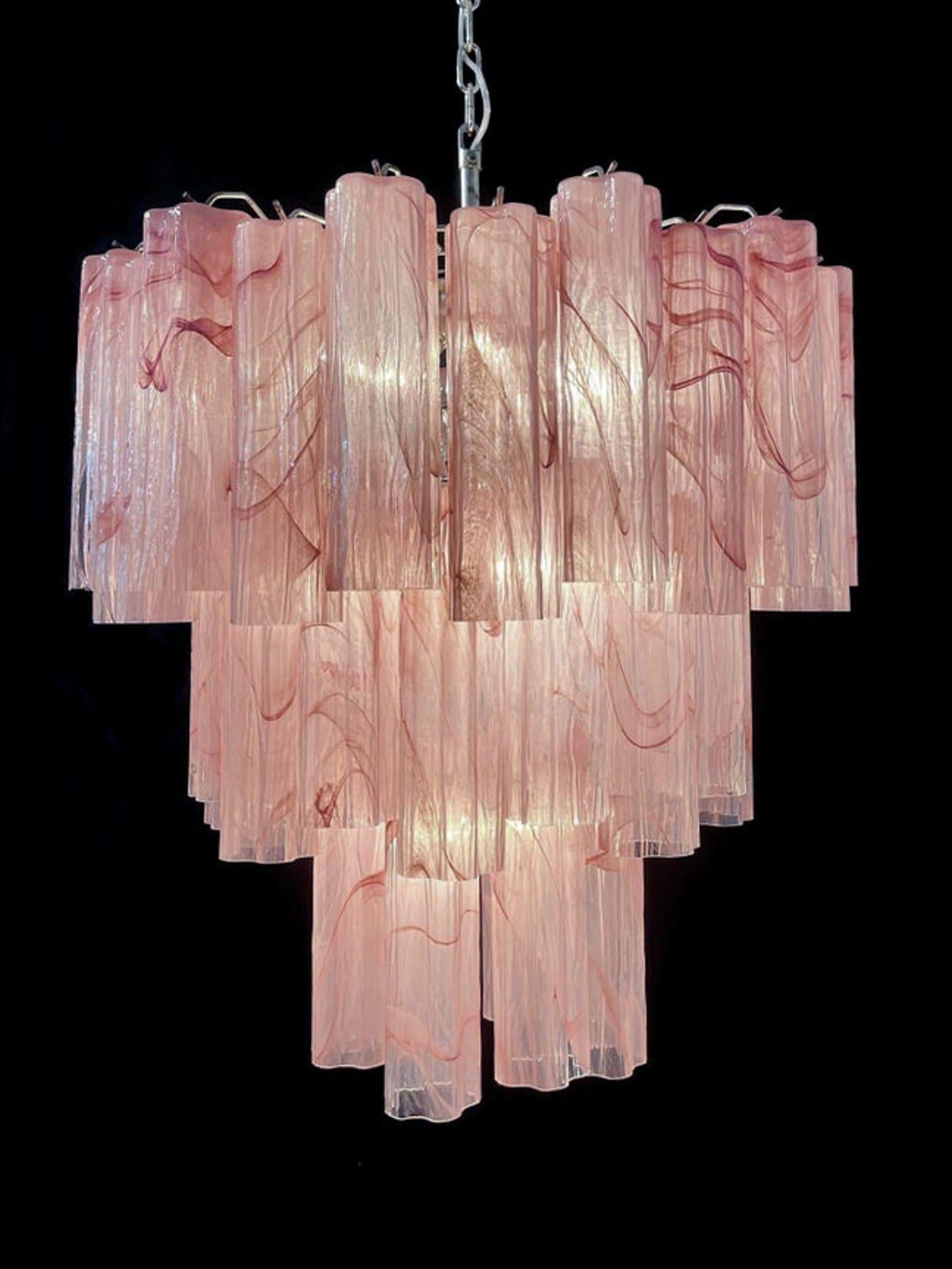 Murano Chandelier – 48 tubes – Alabaster Pink