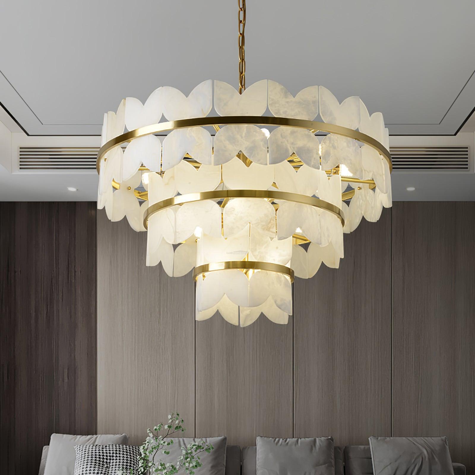 Alabaster Cloudscape Chandelier with 1/2 layer