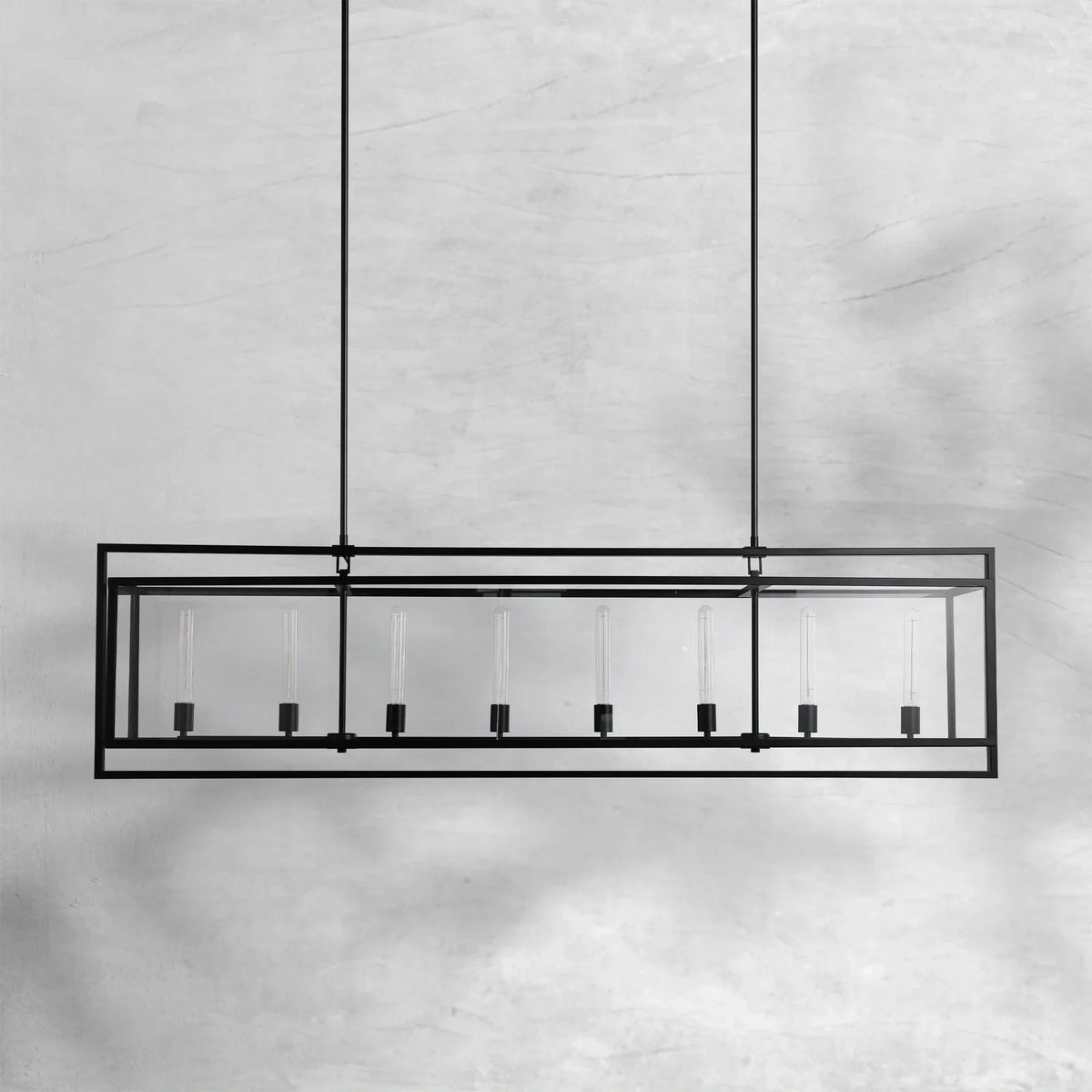 Baker Glass Lantern Rectangular Chandelier 72"