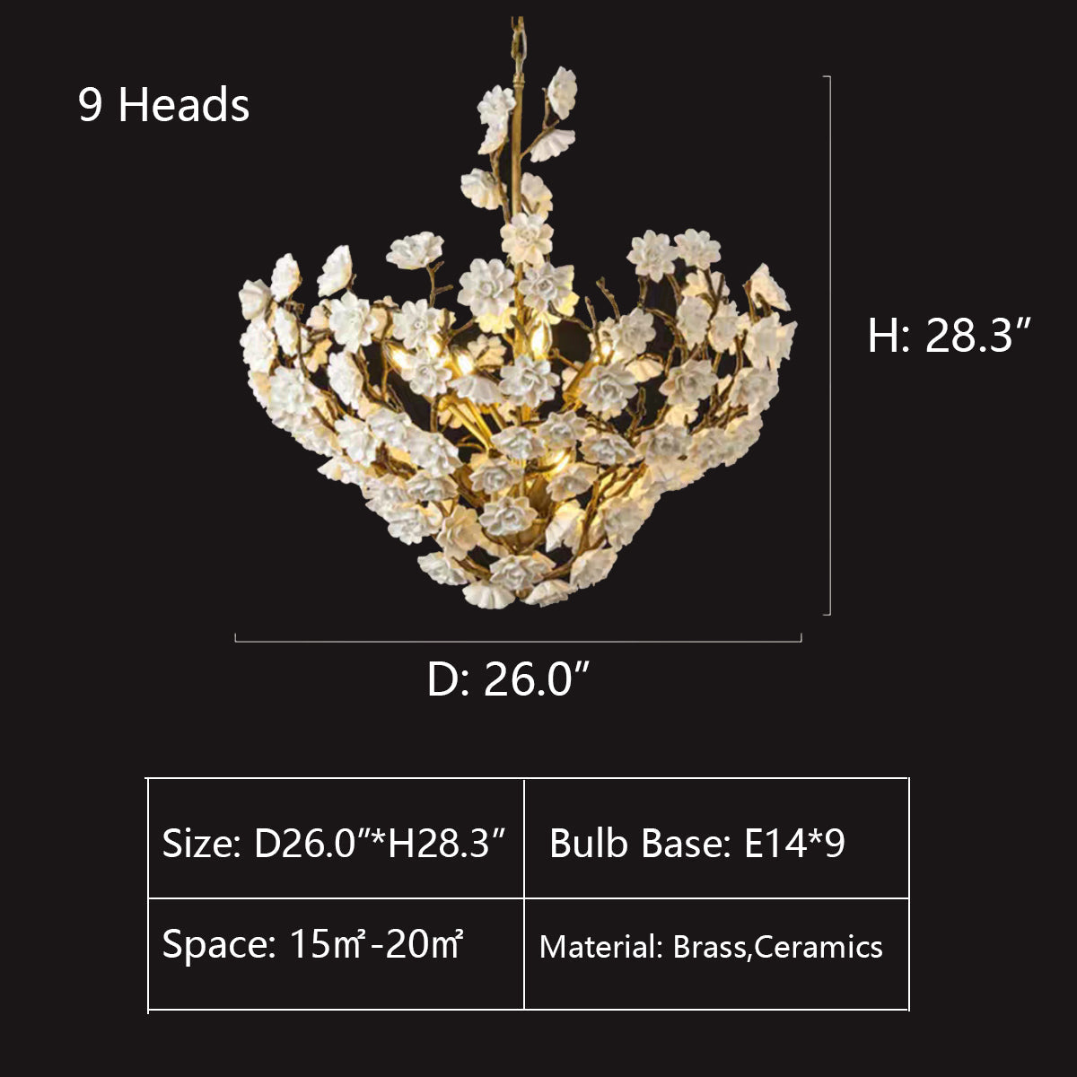 Luster Gaze Verdant Bloom Brass & Ceramic Chandelier - Background Shot