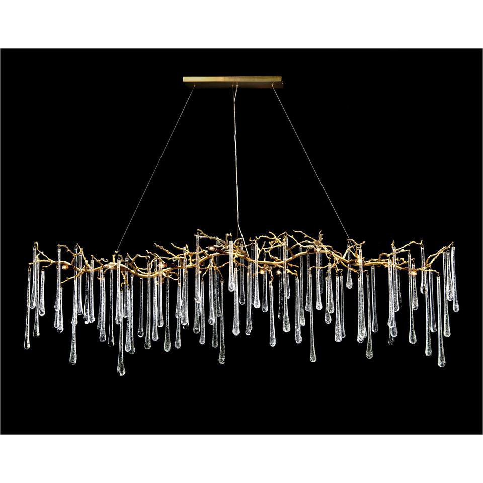 Teardrop Crystal Chandelier with Brass Branches 84" W - Luster Gaze