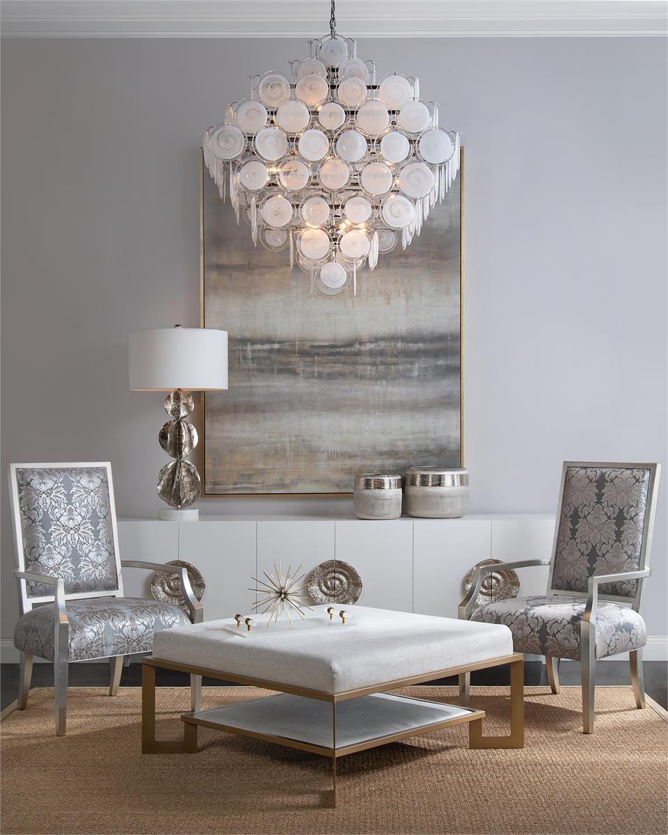 Glass Medallion Twelve-Light Chandelier - Luster Gaze
