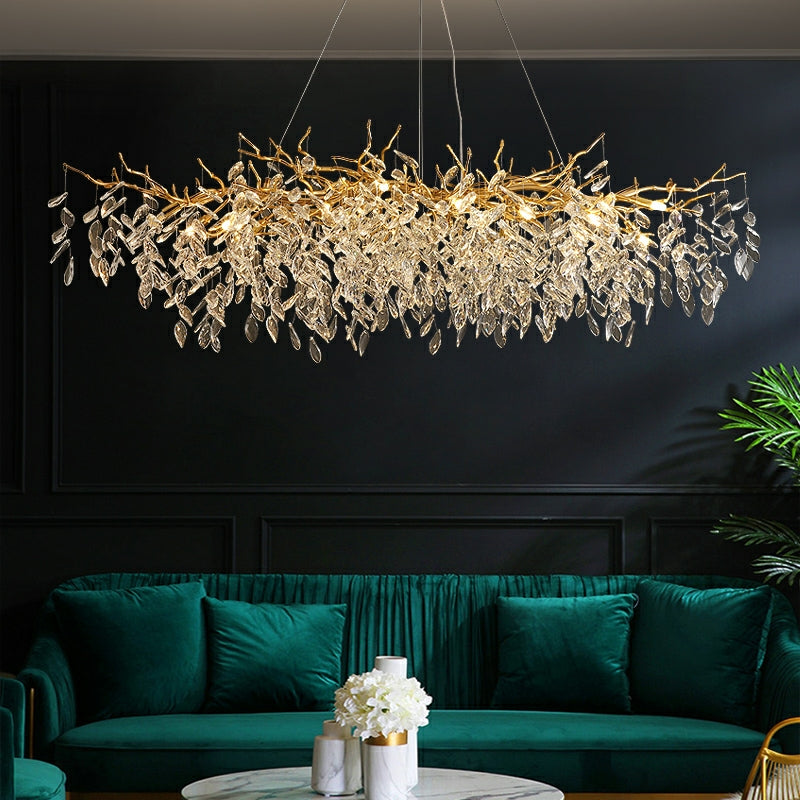French Branch Elegant Crystal Leaves Chandelier - Luster Gaze