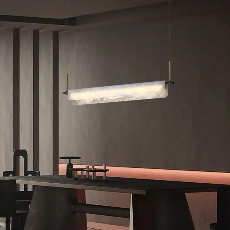 Alabaster Dining Linear Chandelier 39"