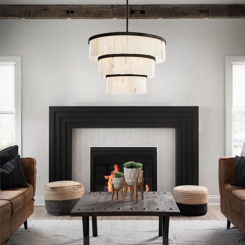 Round Alabaster 3 Tier Modern Chandelier,Living Room Chandelier chandelier for bedroom,chandelier for dining room,chandelier for stairways,chandelier for foyer,chandelier for bathrooms,chandelier for living room Luster Gaze