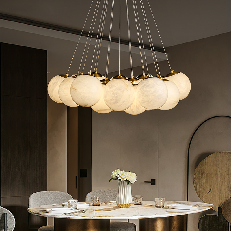 Alabaster Anne Globe Art Pendant Light