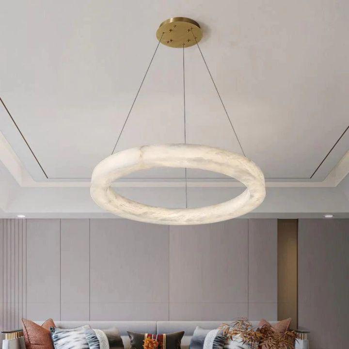 Marika Alabaster Round Modern Chandelier