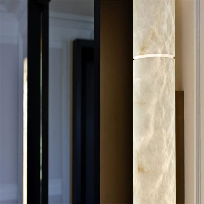 Luster Gaze Alabaster Aura Round Wall Sconce - Background Shot