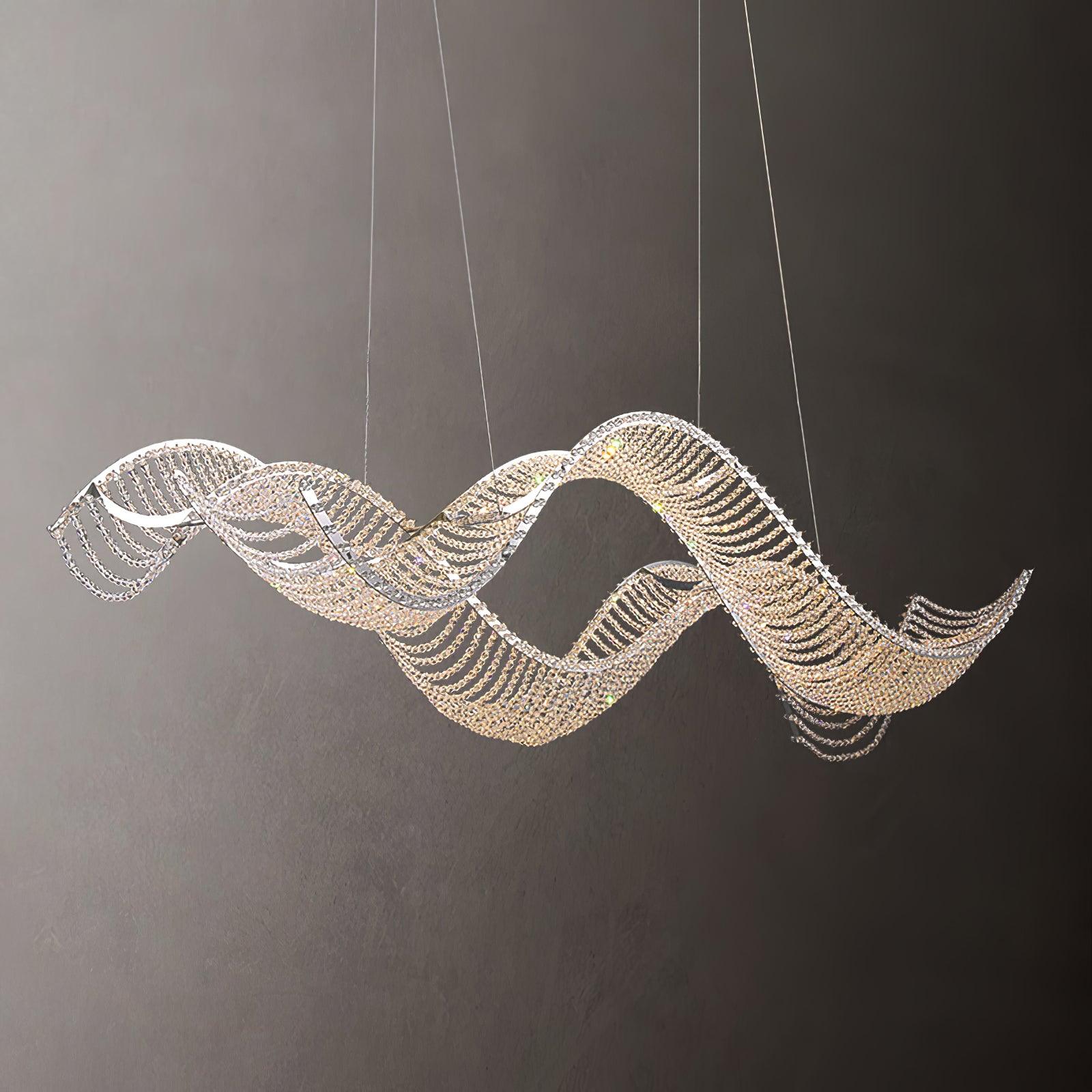 Modern Wavy Crystal Chandelier for Dining Room/Kitchen Island