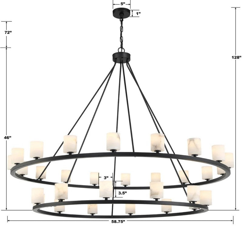 Agron 30 Light Alabaster Chandelier - Luster Gaze