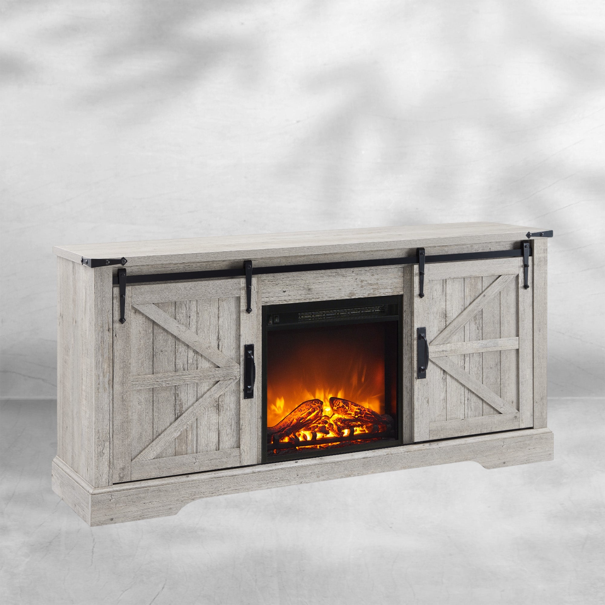 Farmhouse TV Stand with Fireplace for TVs Up To 65 Inch