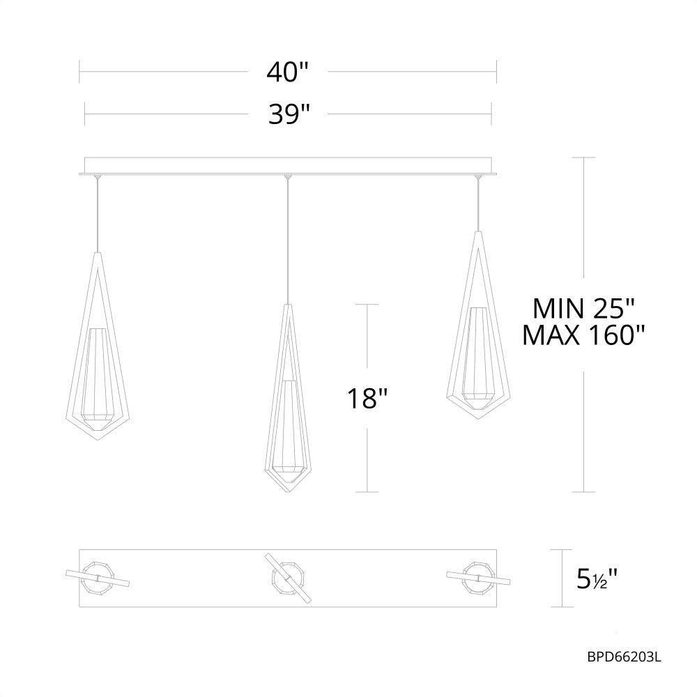 Luster Gaze Radiant Prism 3-Light Linear Chandelier - Background Shot