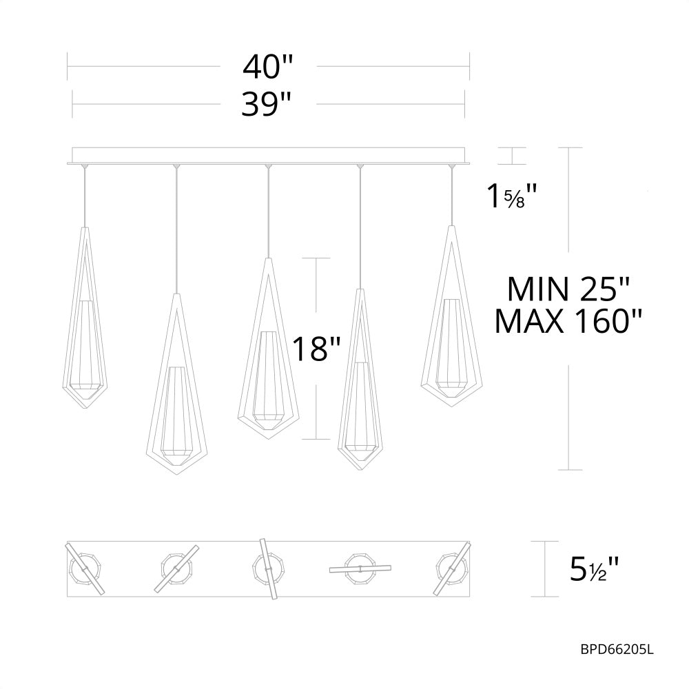 Luster Gaze Radiant Prism Linear Chandelier 5 Light - Background Shot