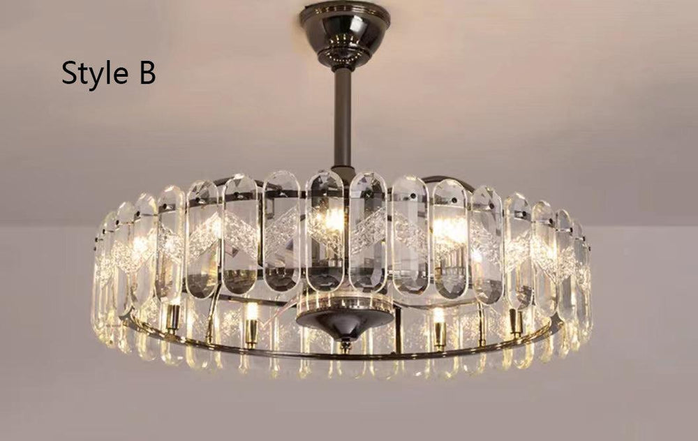 New Modern Invisible Fan Light Candle Crystal Chandelier