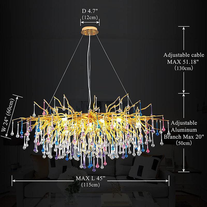 Luster Gaze Verdant Cascade Branch Chandelier 45"L - Background Shot