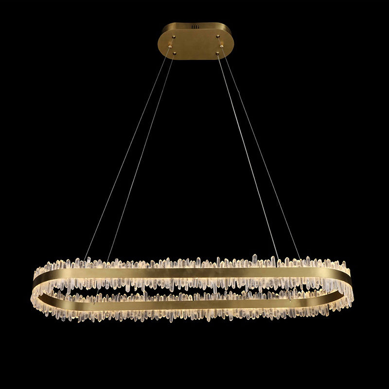 Luster Gaze LG Modern Quartz Crystal Oval Chandelier - Background Shot