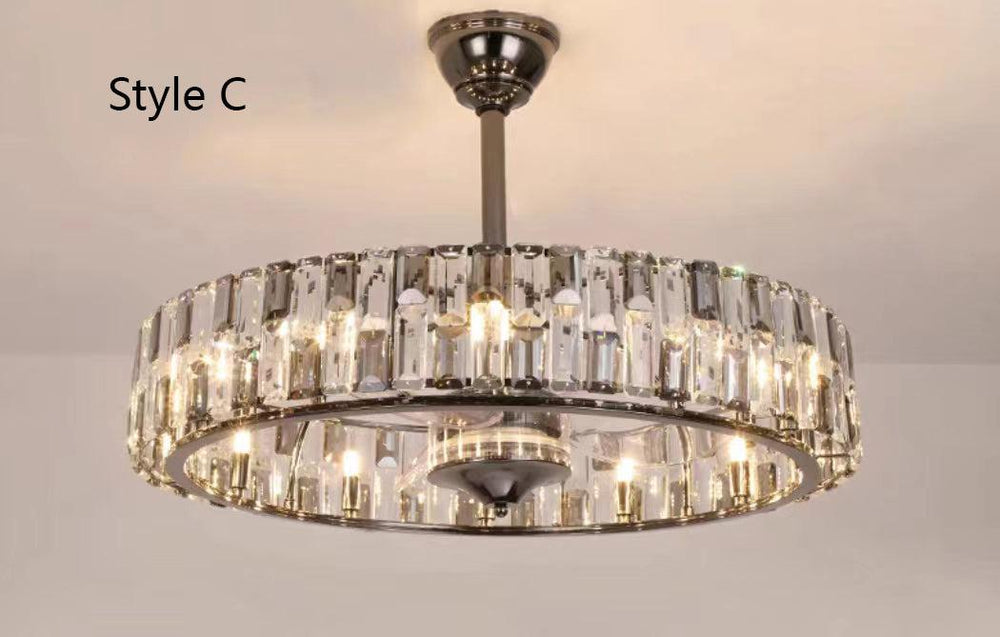 New Modern Invisible Fan Light Candle Crystal Chandelier