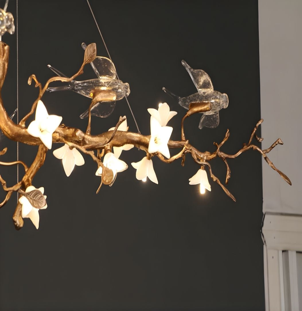 Crissy Branch Brass Bird Branch Linear Chandelier