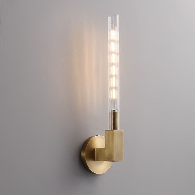 Luster Gaze Prismatic Candlestick Brass Glass Wall Sconce - Background Shot
