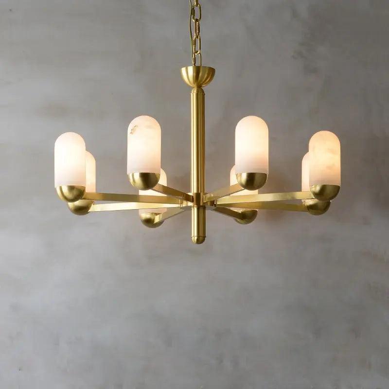 Alabaster Brass Chandelier Living Dining Lighting